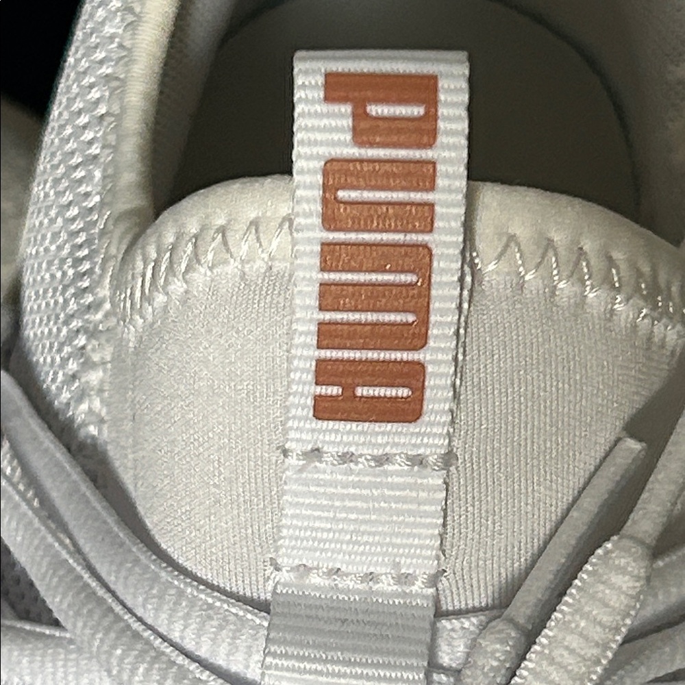 Puma Women’s White and Rose Gold Web Knit Soft Foam Slip On Sneakers - Picture 10 of 11